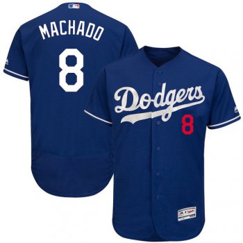 Men Los Angeles Dodgers 8 Manny Machado Majestic Royal blue Authentic Collection Flex Base Player Jersey
