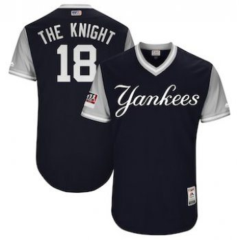 Men's New York Yankees 18 Didi Gregorius The Knight Majestic Navy 2018 Players' Weekend Authentic Jersey