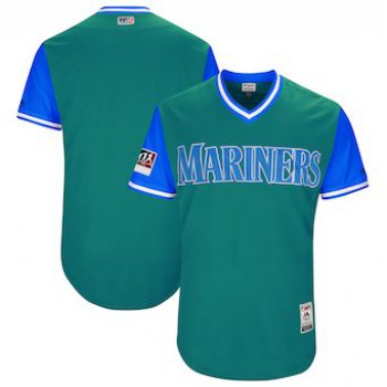 Men's Seattle Mariners Blank Majestic Aqua 2018 Players' Weekend Authentic Team Jersey