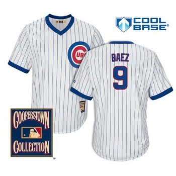 Men's Chicago Cubs #9 Javier Baez White Pullover 1968-69 Cooperstown Collection Cool Base Jersey