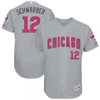 Chicago Cubs #12 Kyle Schwarber Grey Flexbase Authentic Collection Mother's Day Stitched MLB Jersey