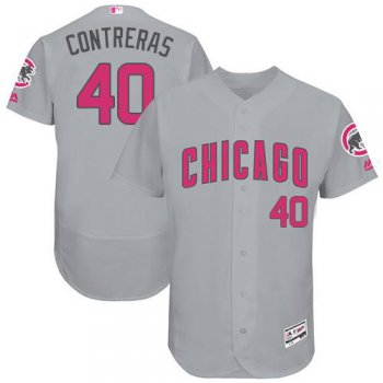 Chicago Cubs #40 Willson Contreras Grey Flexbase Authentic Collection Mother's Day Stitched MLB Jersey