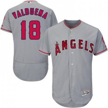 LA Angels of Anaheim #18 Luis Valbuena Grey Flexbase Authentic Collection Stitched Baseball Jersey