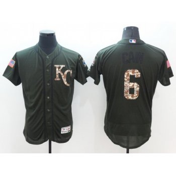 Men's Kansas City Royals #6 Lorenzo Cain Green Salute to Service 2016 Flexbase Majestic Baseball Jersey