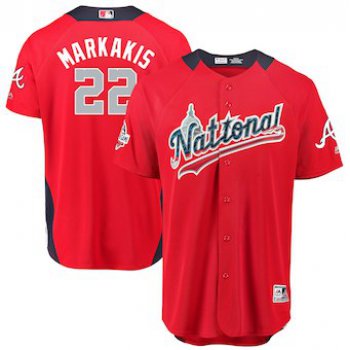 Men's National League #22 Nick Markakis Majestic Red 2018 MLB All-Star Game Home Run Derby Player Jersey