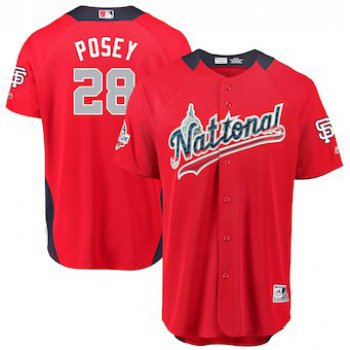 Men's National League #28 Buster Posey Majestic Red 2018 MLB All-Star Game Home Run Derby Player Jersey