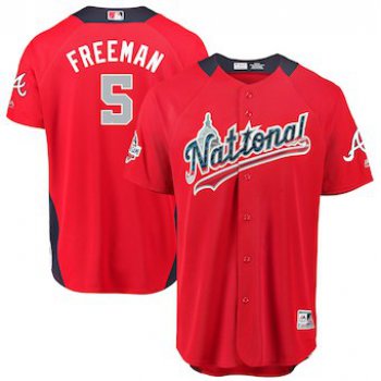 Men's National League #5 Freddie Freeman Majestic Red 2018 MLB All-Star Game Home Run Derby Player Jersey