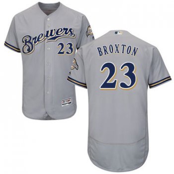 Milwaukee Brewers #23 Keon Broxton Grey Flexbase Authentic Collection Stitched Baseball Jersey