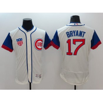 Men's Chicago Cubs #17 Kris Bryant Cream Flexbase Majestic 1942 Collection Jersey