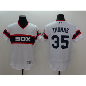 Men's Chicago White Sox #35 Frank Thomas Retired White Pullover 2016 Flexbase Majestic Baseball Jersey