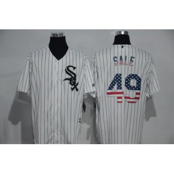Men's Chicago White Sox #49 Chris Sale White USA Flag Fashion MLB Baseball Jersey