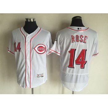 Men's Cincinnati Reds #14 Pete Rose Retired White 2016 Flexbase Majestic Baseball Jersey