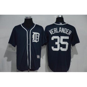 Men's Detroit Tigers #35 Justin Verlander Navy Blue Cool Base Majestic Baseball Jersey