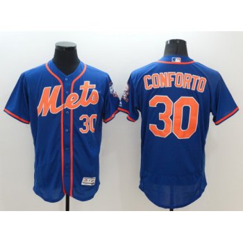 Men's New York Mets #30 Michael Conforto Blue With Orange 2016 Flexbase Majestic Baseball Jersey