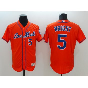 Men's New York Mets #5 David Wright Los Orange 2016 Flexbase Majestic Baseball Jersey
