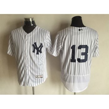 Men's New York Yankees #13 Alex Rodriguez White Home 2016 Flexbase Majestic Baseball Jersey