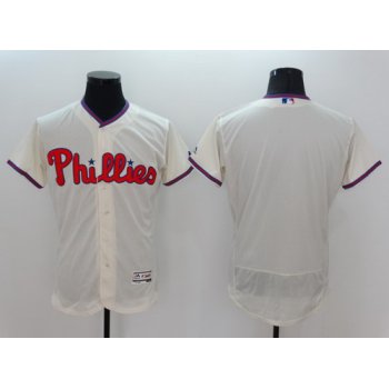 Men's Philadelphia Phillies Blank Cream 2016 Flexbase Majestic Baseball Jersey