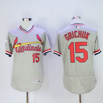 Men's St. Louis Cardinals #15 Randal Grichuk Retired Gray Pullover 2016 Flexbase Majestic Baseball Jersey