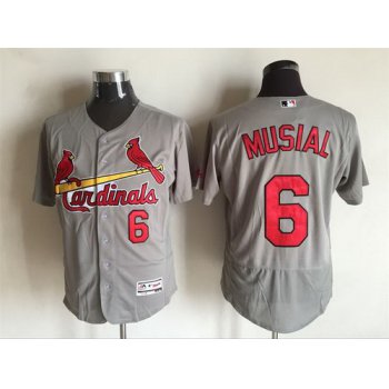 Men's St. Louis Cardinals #6 Stan Musial Retired Gray Road 2016 Flexbase Majestic Baseball Jersey