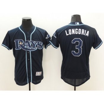 Men's Tampa Bay Rays #3 Evan Longoria Navy Blue 2016 Flexbase Majestic Baseball Jersey