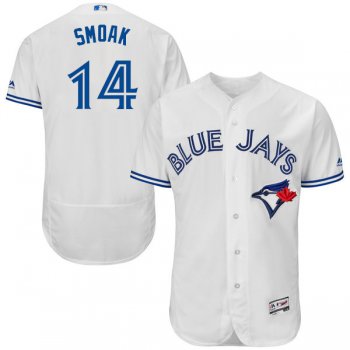 Men's Toronto Blue Jays #14 Justin Smoak White Home 2016 Flexbase Majestic Baseball Jersey