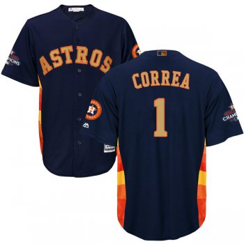 Men's Houston Astros #1 Carlos Correa Navy Blue 2018 Gold Program Cool Base Stitched MLB Jersey