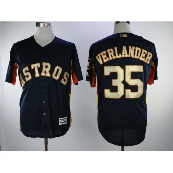 Men's Houston Astros #35 Justin Verlander Navy Blue New Gold Program Flexbase Stitched MLB Jersey
