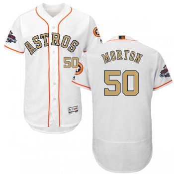 Men's Houston Astros #50 Charlie Morton White 2018 Gold Program Flexbase Stitched MLB Jersey