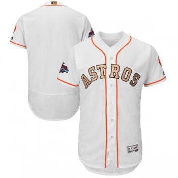 Men's Houston Astros Blank White 2018 Gold Program Flexbase Stitched MLB Jersey