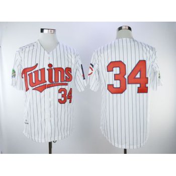 Minnesota Twins #34 Kirby Puckett Cream Strip Cool Base Stitched MLB Jersey