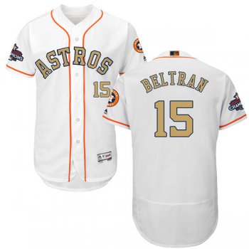 Men's Houston Astros #15 Carlos Beltran White 2018 Gold Program Flexbase Stitched MLB Jersey