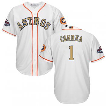Men's Houston Astros #1 Carlos Correa White 2018 Gold Program Cool Base Stitched MLB Jersey