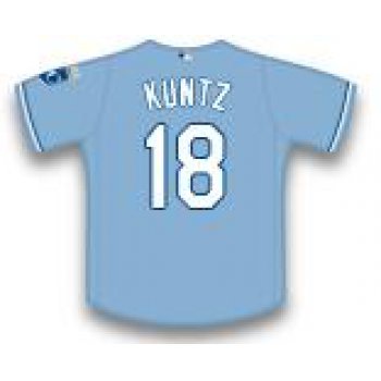 Men's Kansas City Royals Coach #18 Rusty Kuntz Light Blue Baseball Majestic Jersey