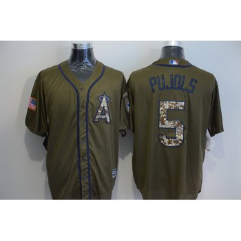 Men's LA Angels of Anaheim #5 Albert Pujols Green Salute to Service Majestic Baseball Jersey