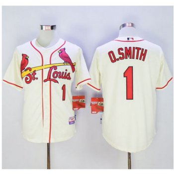 Cardinals #1 Ozzie Smith Cream Cool Base Stitched MLB Jersey
