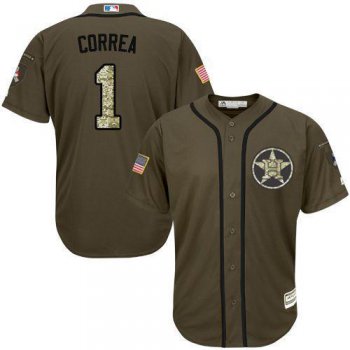 Houston Astros #1 Carlos Correa Green Salute to Service Stitched MLB Jersey