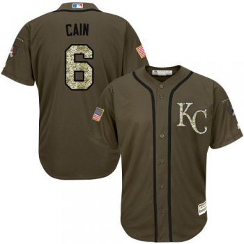 Kansas City Royals #6 Lorenzo Cain Green Salute to Service Stitched MLB Jersey