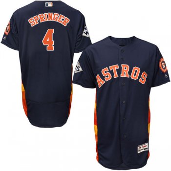 Men's Houston Astros #4 George Springer Navy Blue Flexbase Authentic Collection 2017 World Series Bound Stitched MLB Jersey