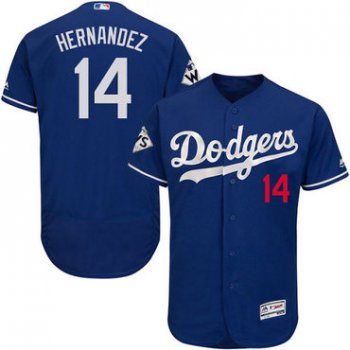 Men's Los Angeles Dodgers #14 Enrique Hernandez Blue Flexbase Authentic Collection 2017 World Series Bound Stitched MLB Jersey