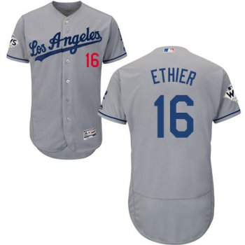 Men's Los Angeles Dodgers #16 Andre Ethier Grey Flexbase Authentic Collection 2017 World Series Bound Stitched MLB Jersey