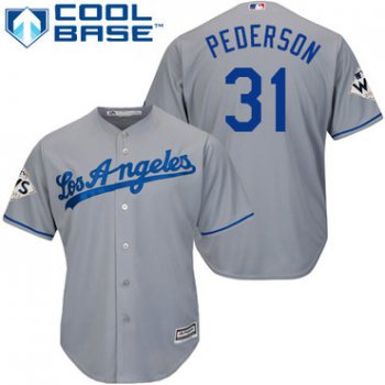 Men's Los Angeles Dodgers #31 Joc Pederson Grey New Cool Base 2017 World Series Bound Stitched MLB Jersey