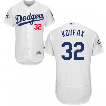 Men's Los Angeles Dodgers #32 Sandy Koufax White Flexbase Authentic Collection 2017 World Series Bound Stitched MLB Jersey