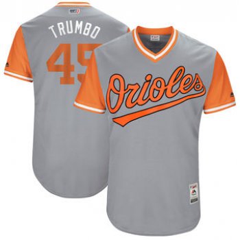 Men's Baltimore Orioles Mark Trumbo Trumbo Majestic Gray 2017 Players Weekend Authentic Jersey