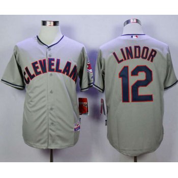Men's Cleveland Indians #12 Francisco Lindor Grey Cool Base Jersey