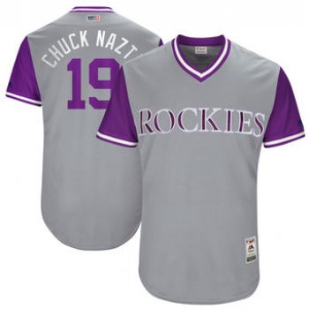 Men's Colorado Rockies Charlie Blackmon Chuck Nazty Majestic Gray 2017 Players Weekend Authentic Jersey