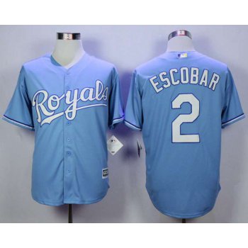 Men's Kansas City Royals #2 Alcides Escobar Light Blue New Cool Base Jersey