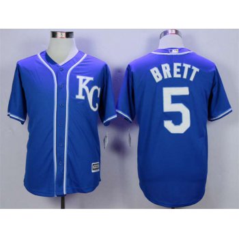 Men's Kansas City Royals #5 George Brett Blue New Cool Base Jersey