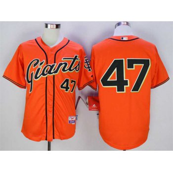 Men's San Francisco Giants #47 Johnny Cueto Orange Cool Base Jersey