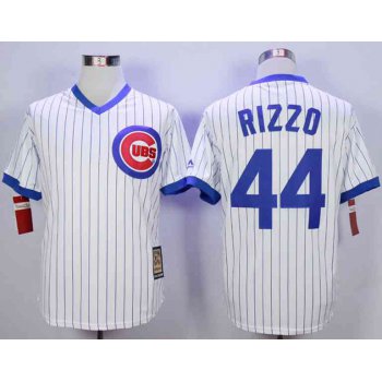 Men's Chicago Cubs #44 Anthony Rizzo White Throwback Jersey