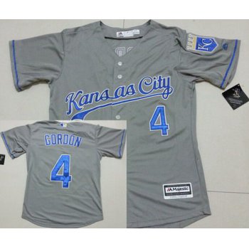 Men's Kansas City Royals #4 Alex Gordon Gray Road 2015 MLB Cool Base Jersey